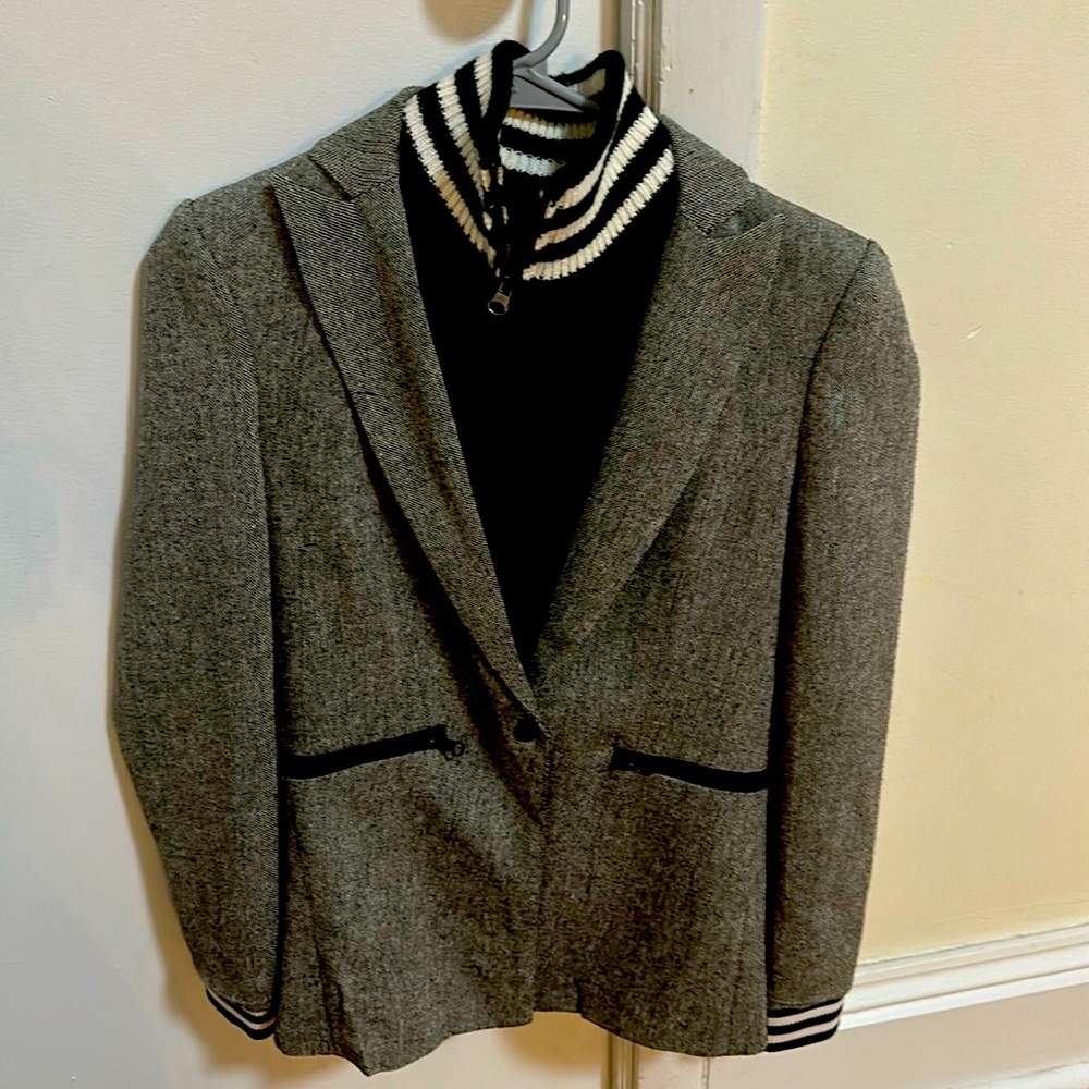 Tweed color jacket one button